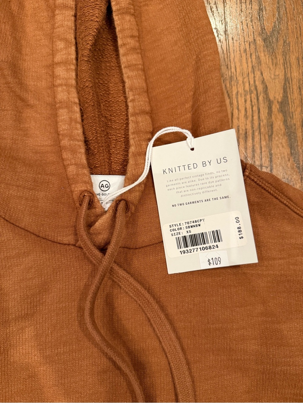 Ag Adriano Goldschmied Burnt Orange Pullover Hoodie - Picture 2 of 3